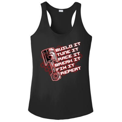 Build Tune Race Break Fix Repeat Ladies PosiCharge Competitor Racerback Tank