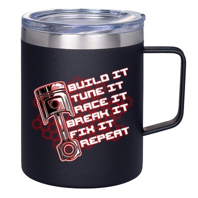 Build Tune Race Break Fix Repeat 12oz Stainless Steel Coffee Mug