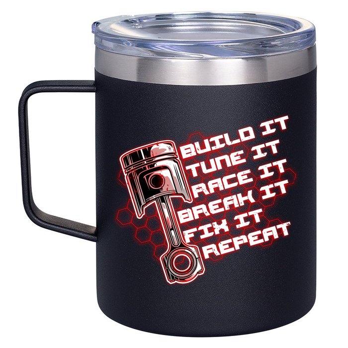 Build Tune Race Break Fix Repeat 12oz Stainless Steel Coffee Mug