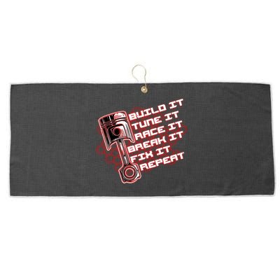 Build Tune Race Break Fix Repeat Large Microfiber Waffle Golf Towel