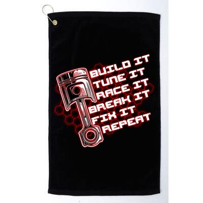 Build Tune Race Break Fix Repeat Golf Towel