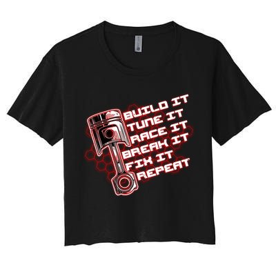 Build Tune Race Break Fix Repeat Crop Top