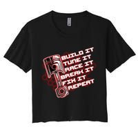Build Tune Race Break Fix Repeat Crop Top