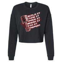 Build Tune Race Break Fix Repeat Cropped Pullover Crew
