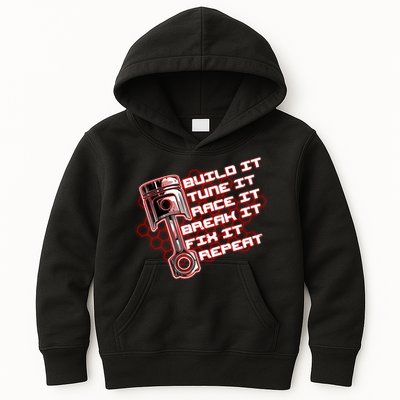 Build Tune Race Break Fix Repeat Kids Hoodie