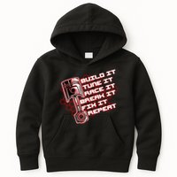 Build Tune Race Break Fix Repeat Kids Hoodie