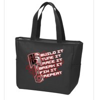 Build Tune Race Break Fix Repeat Zip Tote Bag