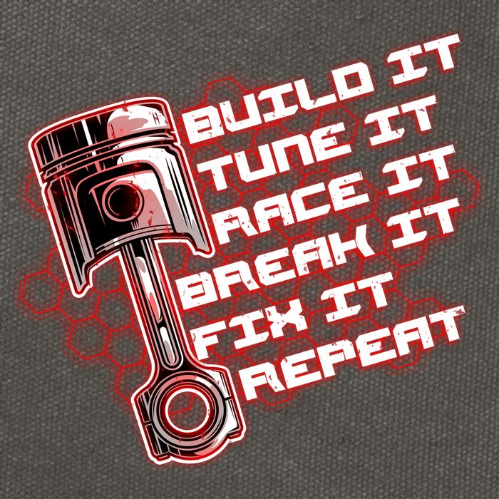 Build Tune Race Break Fix Repeat Cotton Canvas Backpack