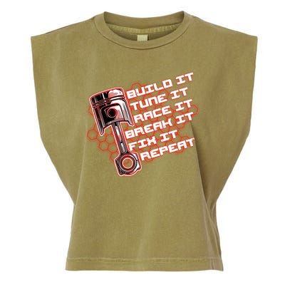 Build Tune Race Break Fix Repeat Garment-Dyed Women's Muscle Tee
