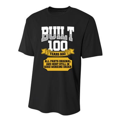 Built 100th Birthday All Original Part Youth Performance Sprint T-Shirt
