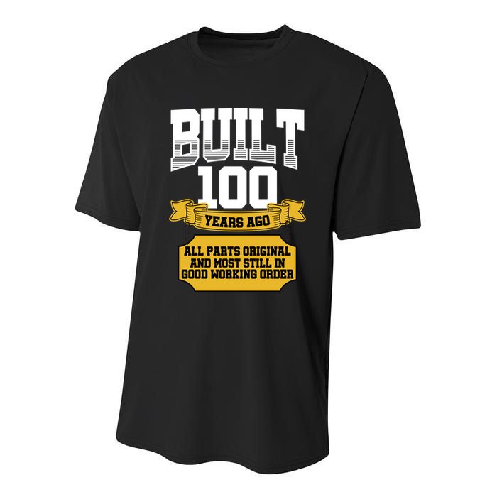 Built 100th Birthday All Original Part Youth Performance Sprint T-Shirt
