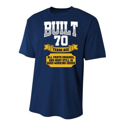 Built 70th Birthday All Original Part Youth Performance Sprint T-Shirt