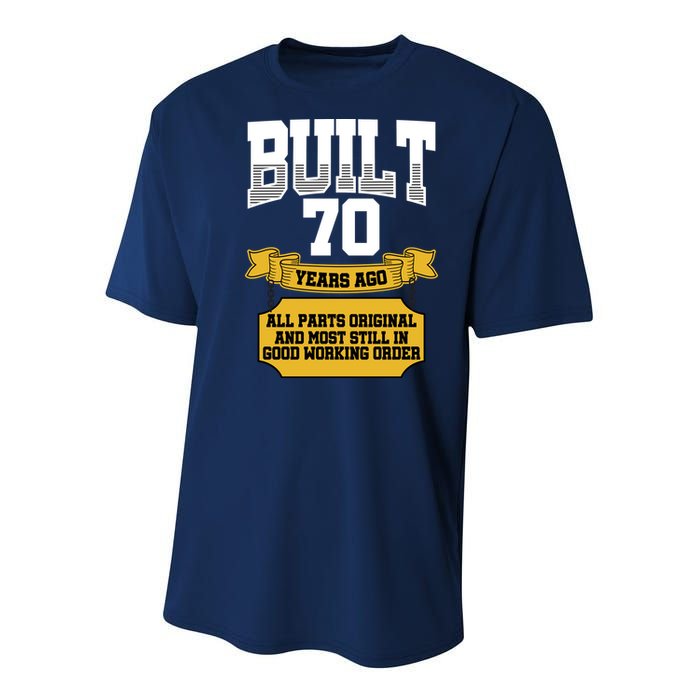 Built 70th Birthday All Original Part Youth Performance Sprint T-Shirt