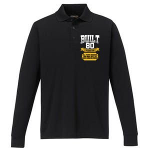 Built 80th Birthday All Original Part Performance Long Sleeve Polo