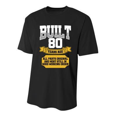 Built 80th Birthday All Original Part Youth Performance Sprint T-Shirt