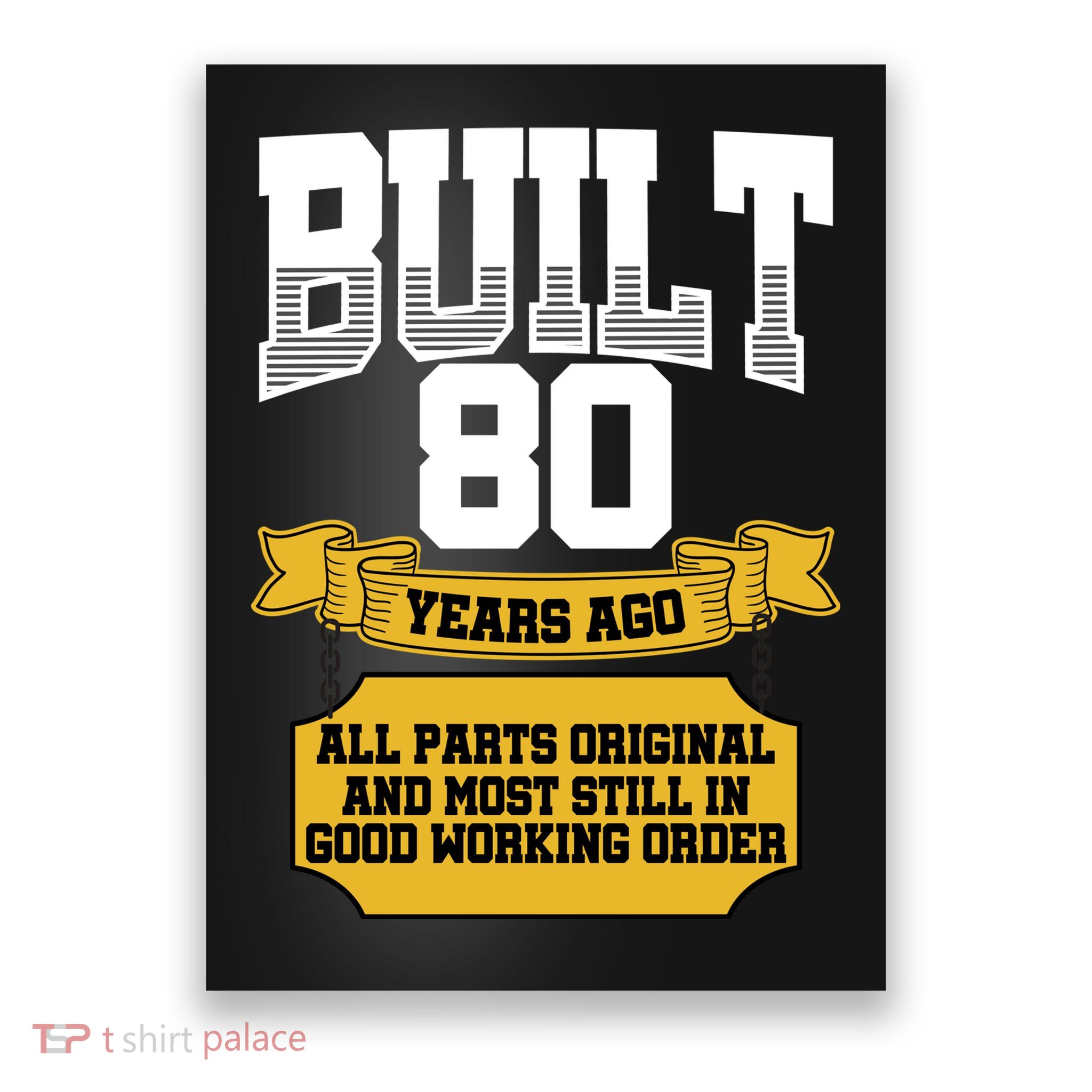 Built 80th Birthday All Original Part Poster