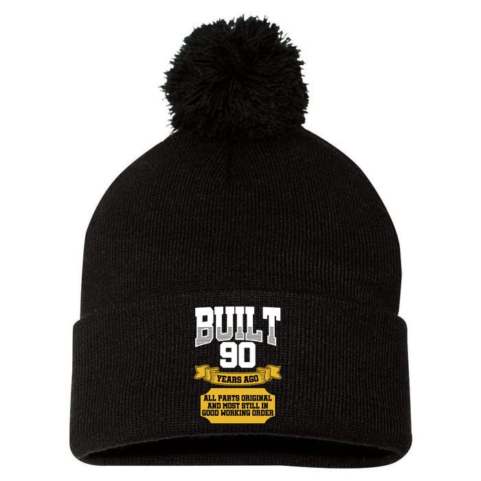 Built 90th Birthday All Original Part Pom Pom 12in Knit Beanie