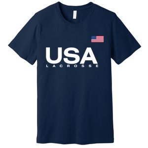 Big Usa Lacrosse Flag Gift Premium T-Shirt