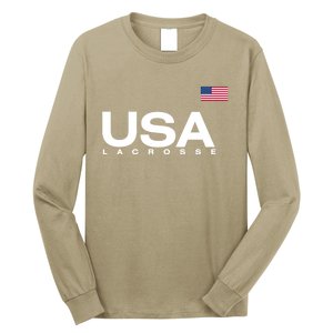 Big Usa Lacrosse Flag Gift Long Sleeve Shirt