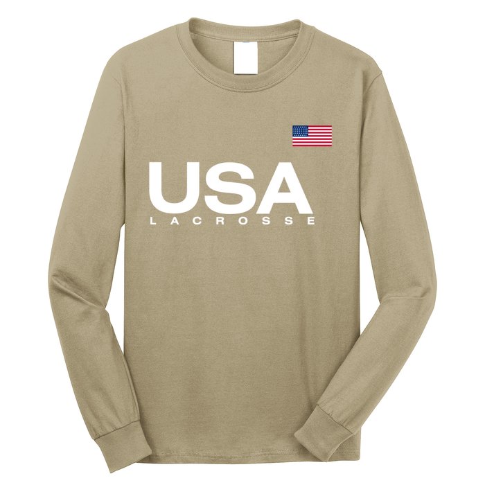 Big Usa Lacrosse Flag Gift Long Sleeve Shirt