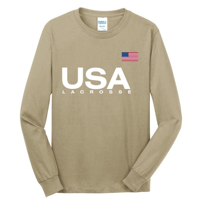 Big Usa Lacrosse Flag Gift Tall Long Sleeve T-Shirt