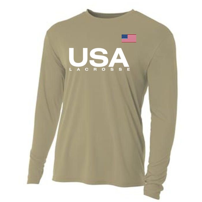 Big Usa Lacrosse Flag Gift Cooling Performance Long Sleeve Crew