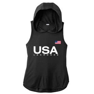 Big Usa Lacrosse Flag Gift Ladies PosiCharge Tri-Blend Wicking Draft Hoodie Tank