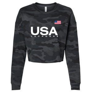 Big Usa Lacrosse Flag Gift Cropped Pullover Crew