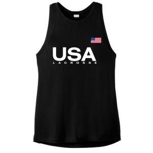 Big Usa Lacrosse Flag Gift Ladies PosiCharge Tri-Blend Wicking Tank