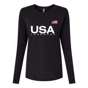 Big Usa Lacrosse Flag Gift Womens Cotton Relaxed Long Sleeve T-Shirt