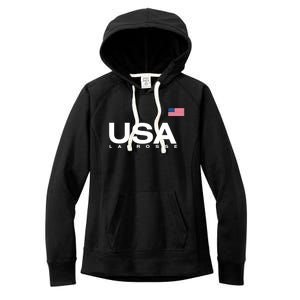 Big Usa Lacrosse Flag Gift Women's Fleece Hoodie