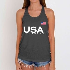 Big Usa Lacrosse Flag Gift Women's Knotted Racerback Tank