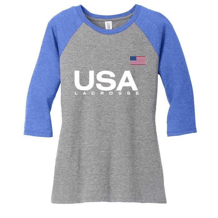 Big Usa Lacrosse Flag Gift Women's Tri-Blend 3/4-Sleeve Raglan Shirt