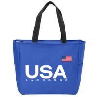 Big Usa Lacrosse Flag Gift Zip Tote Bag