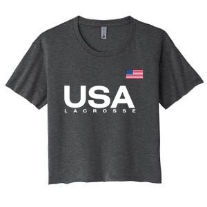 Big Usa Lacrosse Flag Gift Women's Crop Top Tee