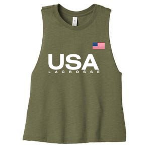 Big Usa Lacrosse Flag Gift Women's Racerback Cropped Tank