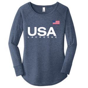 Big Usa Lacrosse Flag Gift Women's Perfect Tri Tunic Long Sleeve Shirt