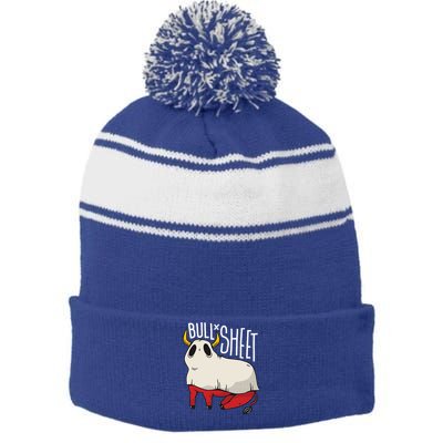 Bull Sheet Stripe Pom Pom Beanie