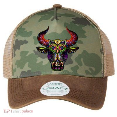 Bull Silhouette Head and Horns Legacy Tie Dye Trucker Hat