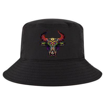 Bull Silhouette Head and Horns Cool Comfort Performance Bucket Hat