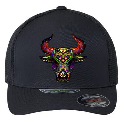 Bull Silhouette Head and Horns Flexfit Unipanel Trucker Cap