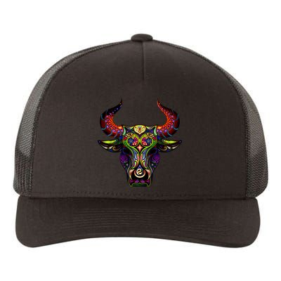 Bull Silhouette Head and Horns Yupoong Adult 5-Panel Trucker Hat