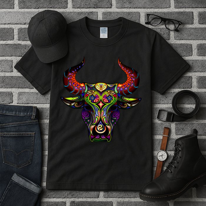 Bull Silhouette Head and Horns Tall T-Shirt