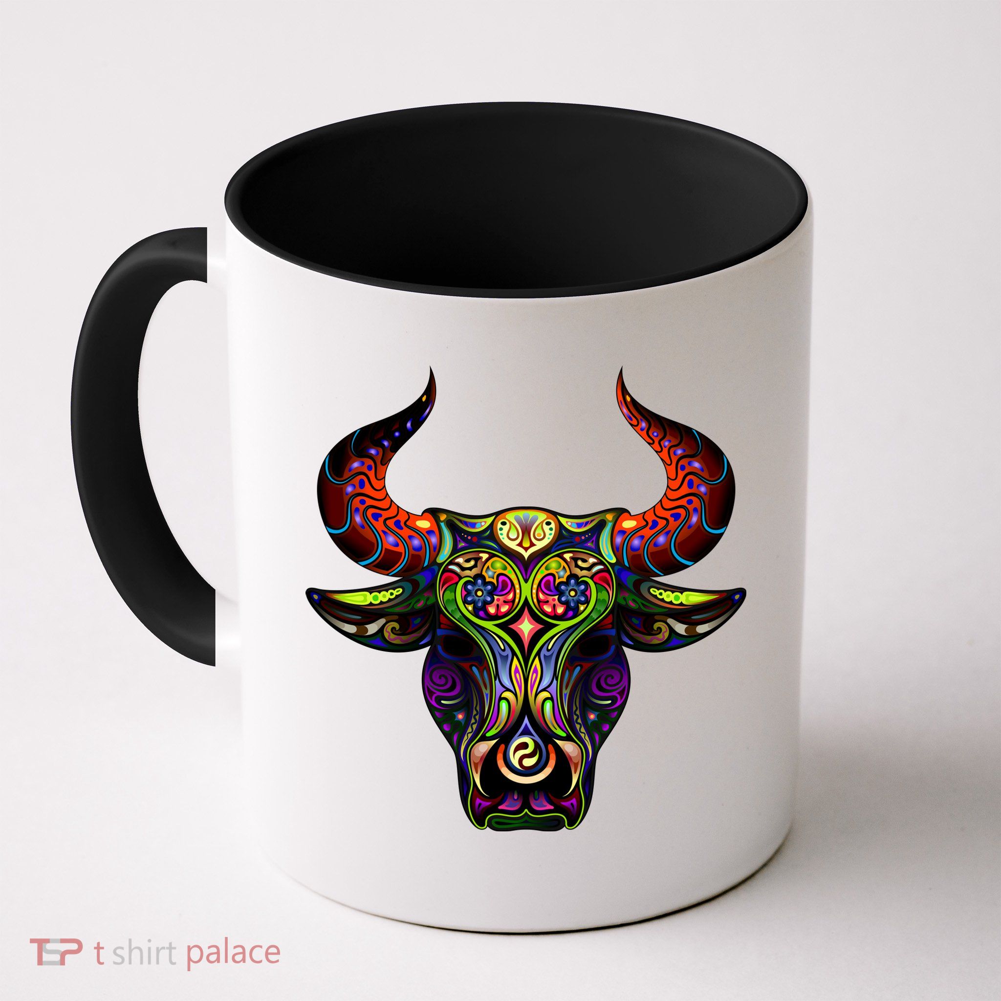 Bull Silhouette Head and Horns Mug