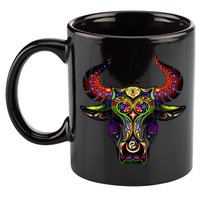 Bull Silhouette Head and Horns 11oz C Handle Ceramic Mug