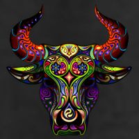 Bull Silhouette Head and Horns 11oz C Handle Ceramic Mug