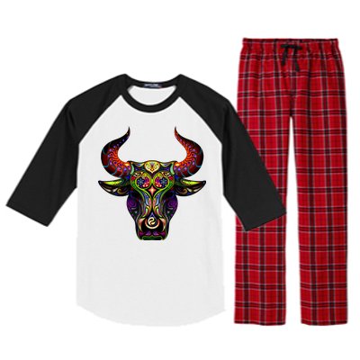 Bull Silhouette Head and Horns Raglan Sleeve Pajama Set