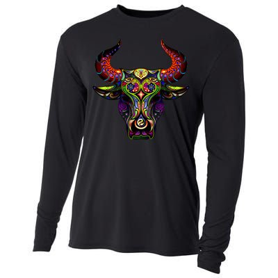 Bull Silhouette Head and Horns Cooling Performance Long Sleeve Crew