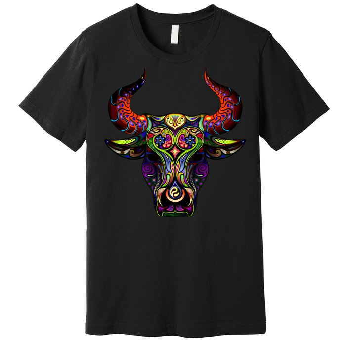 Bull Silhouette Head and Horns Premium T-Shirt