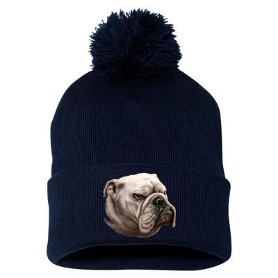 Bulldog Pom Pom 12in Knit Beanie